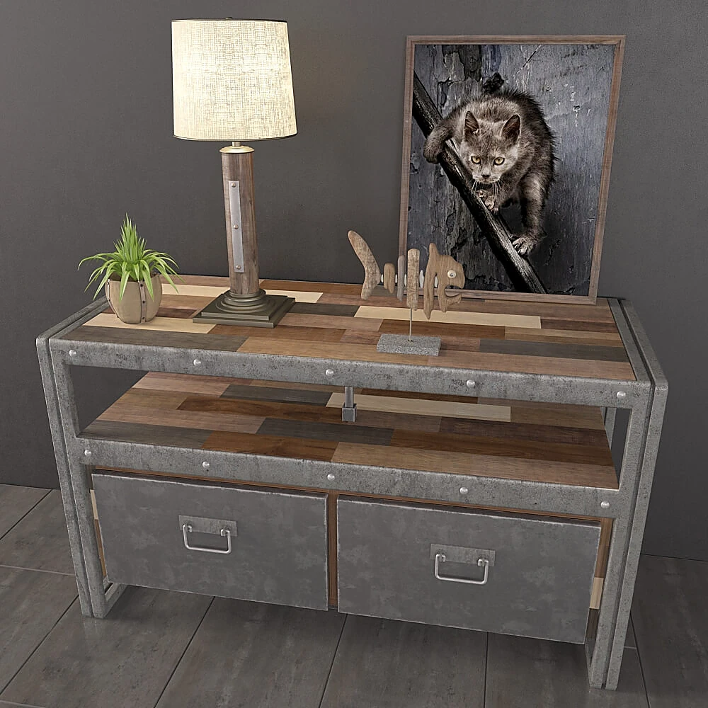 Chest of Drawers with Industrial Metal and Wood (2)