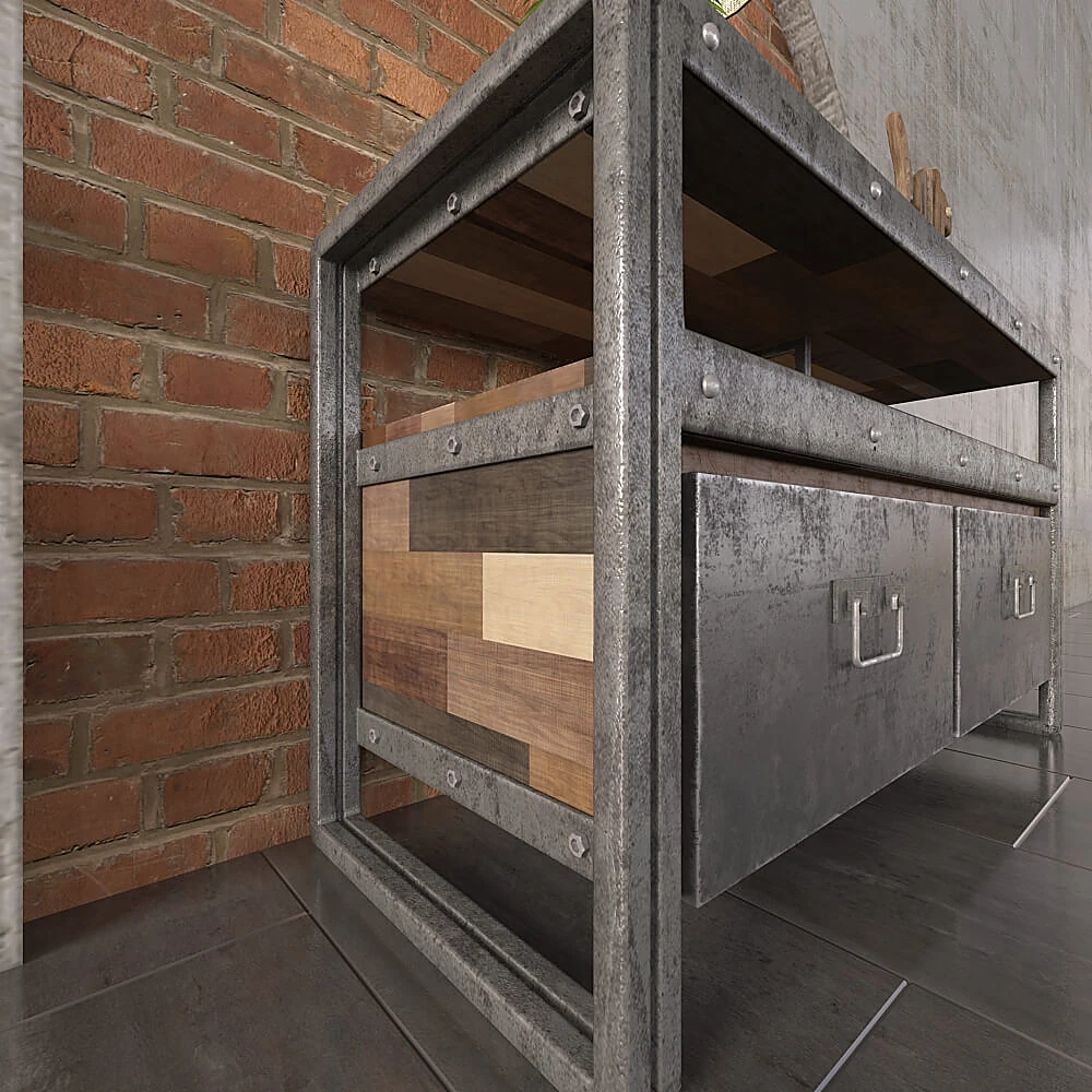 Chest of Drawers with Industrial Metal and Wood (3)