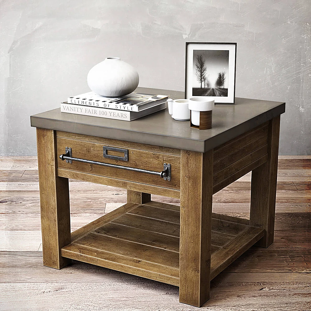 Rustic Wood and Metal Side Table
