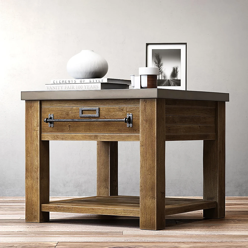 Rustic Wood and Metal Side Table (2)