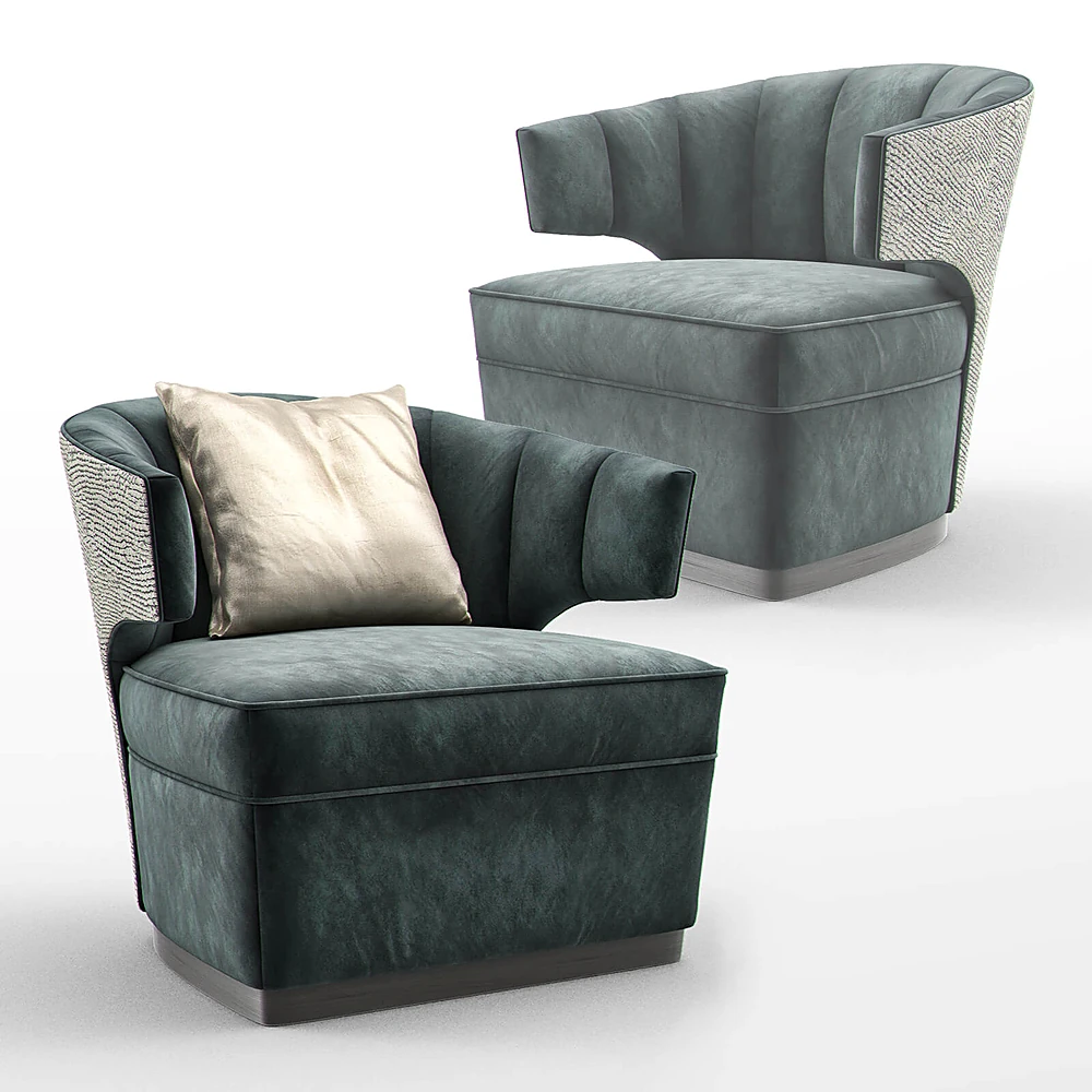 Occasional Armchair with Curved Back and Textured Detail