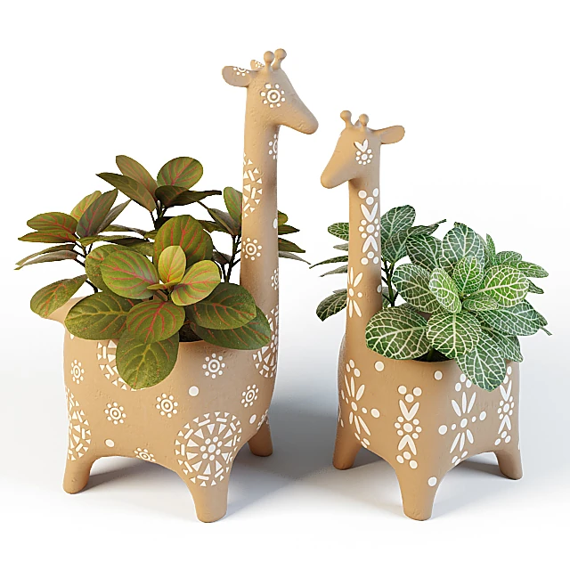 Decorative Plant Pots with Giraffe Shape and Boho Patterns