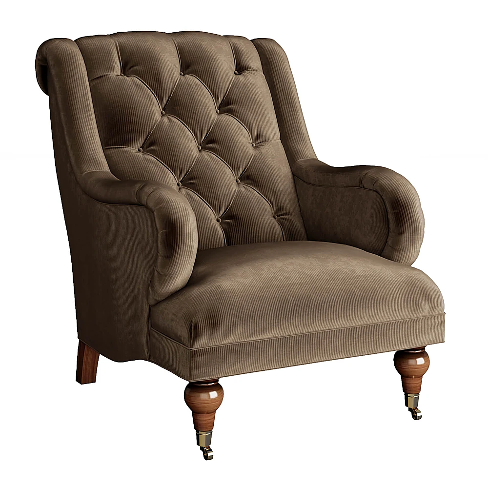 Classic Tufted Armchair with Ribbed Fabric