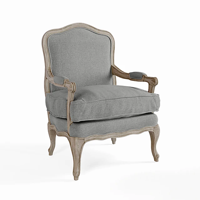 Classic Dark Grey Armchair with Wooden Frame
