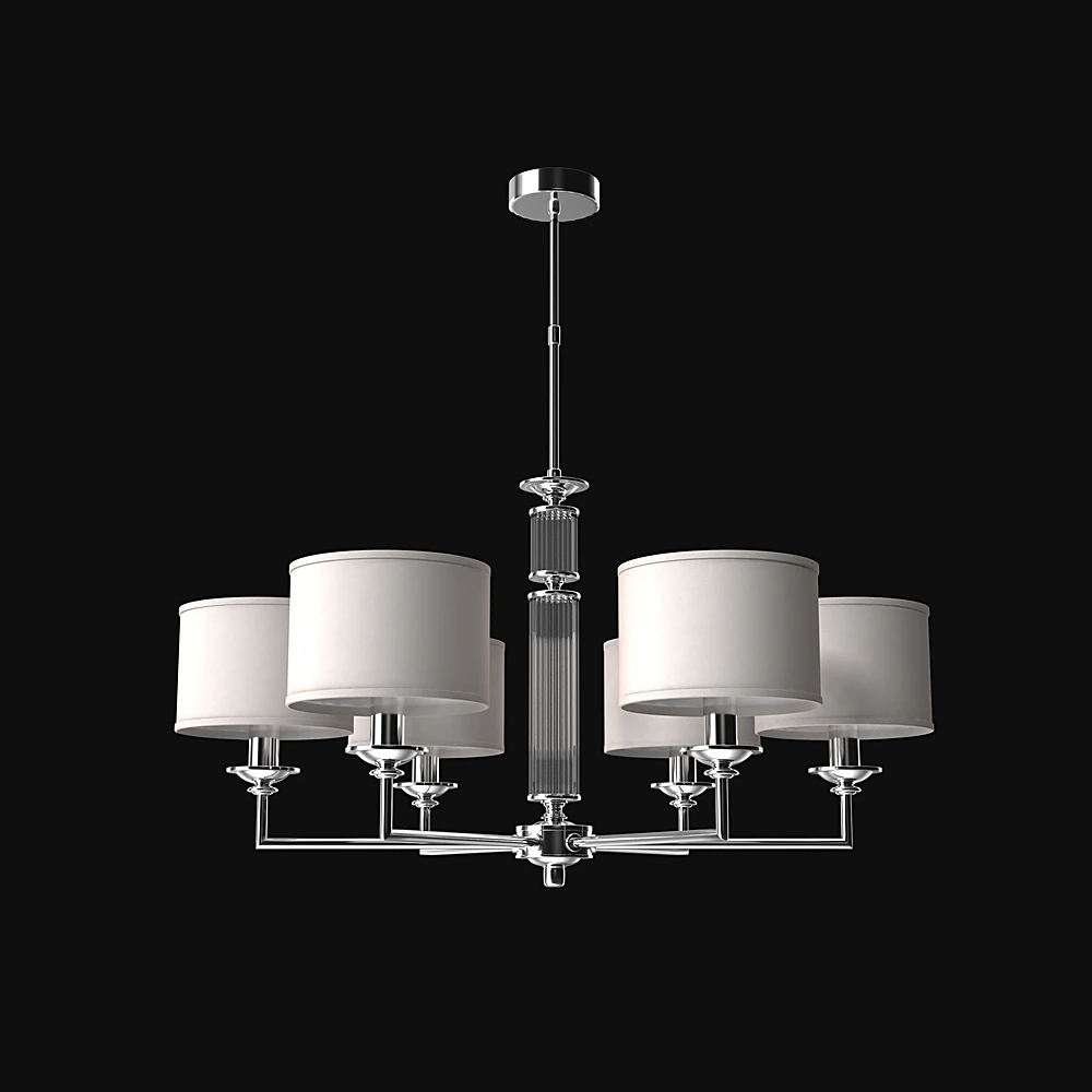Chandelier with Polished Chrome and Fabric Shades