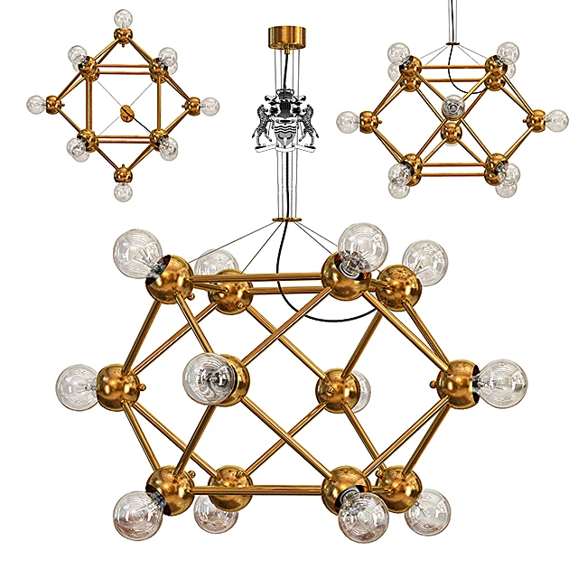 Geometric Gold Chandelier with Molecular Structure