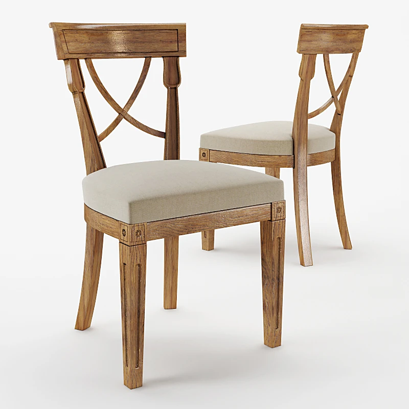 Wooden Chair with X-Back Design and Upholstered Seat