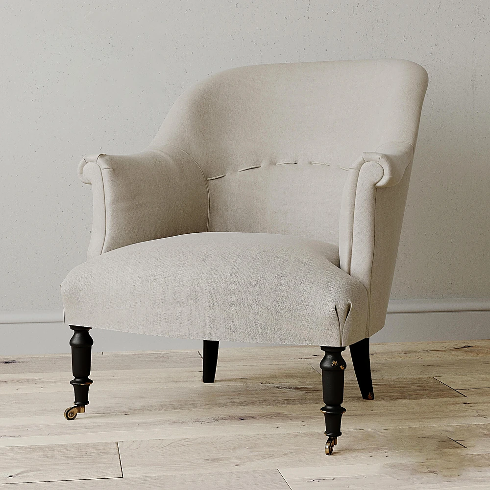 Classic Armchair with Turned Wooden Legs