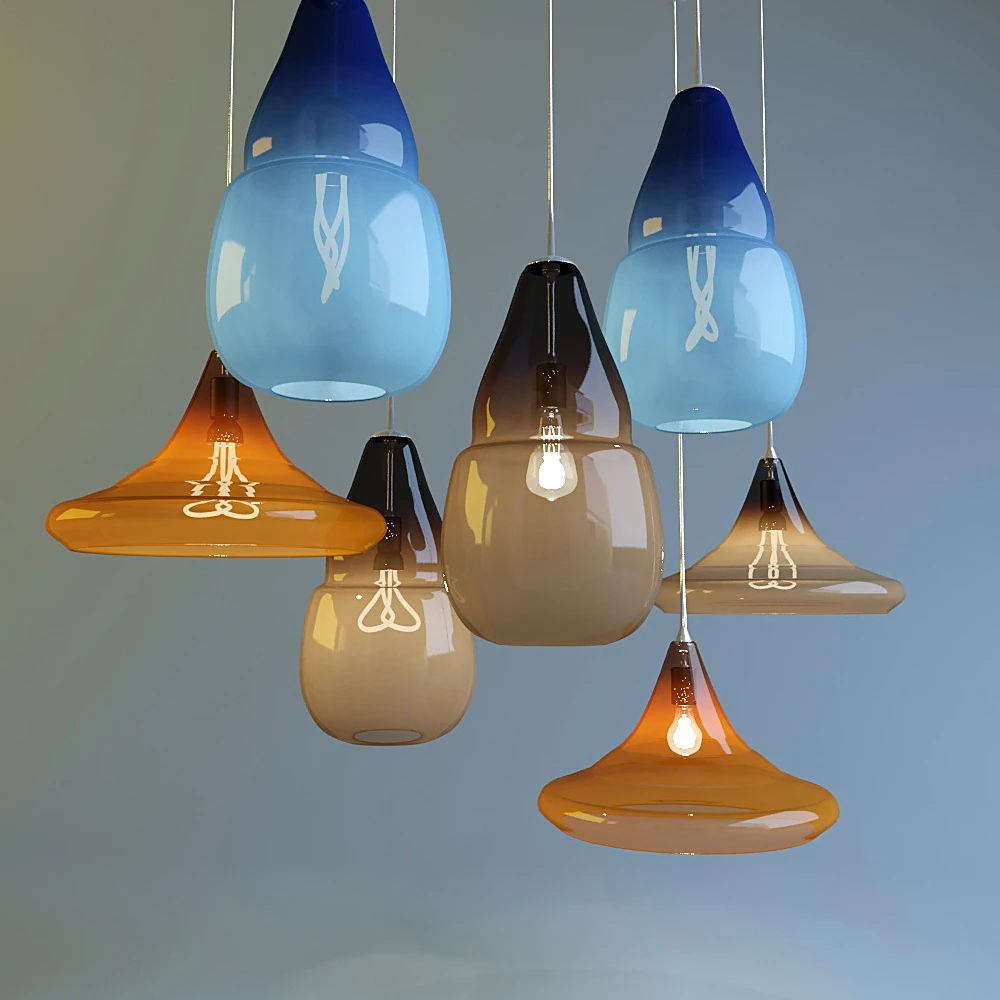 Pendant Ceiling Lamp Cluster with Gradient Glass