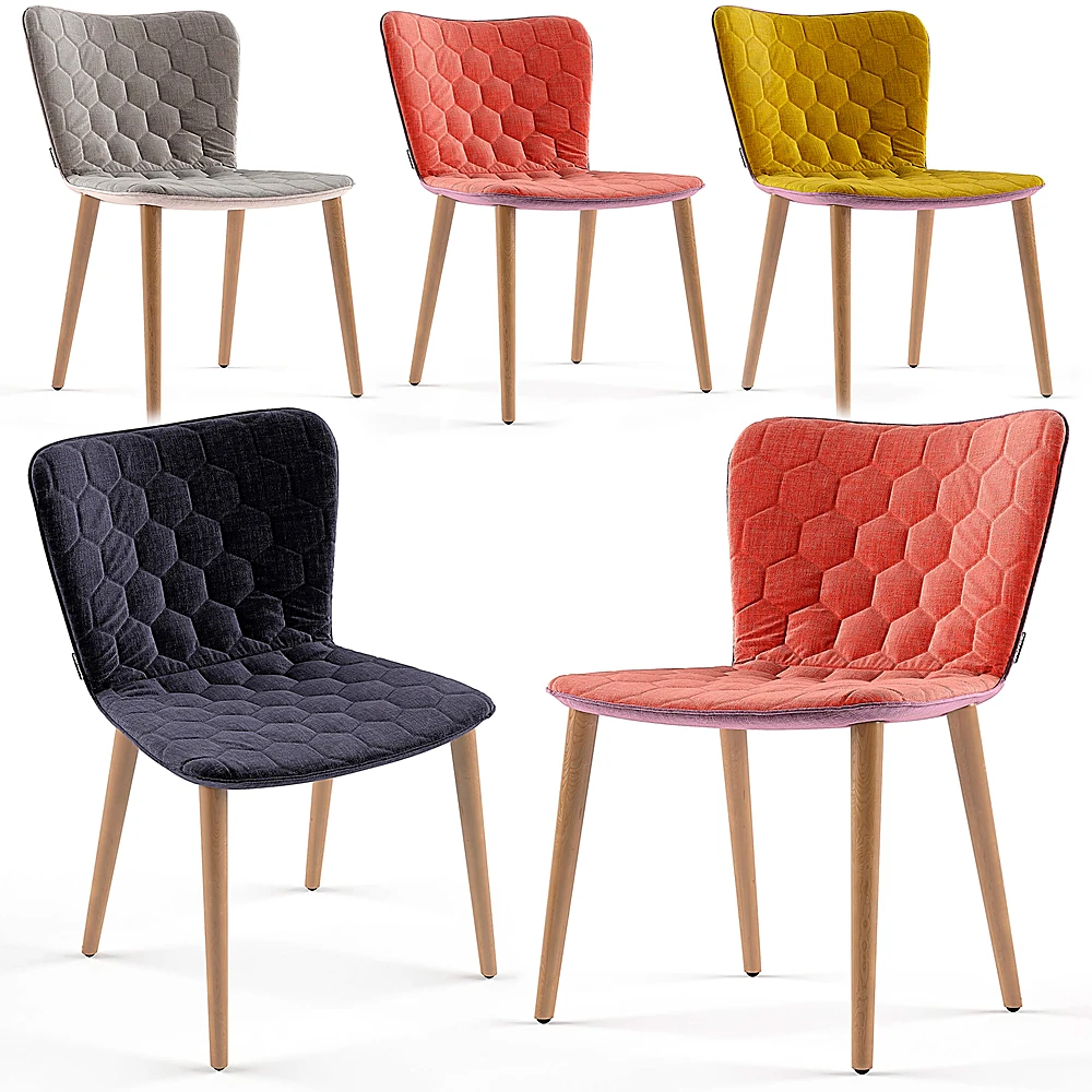 Upholstered Chair with Hexagonal Pattern