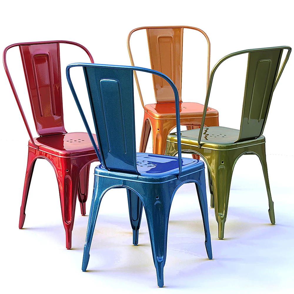 Metal Chairs with Colorful Industrial Design