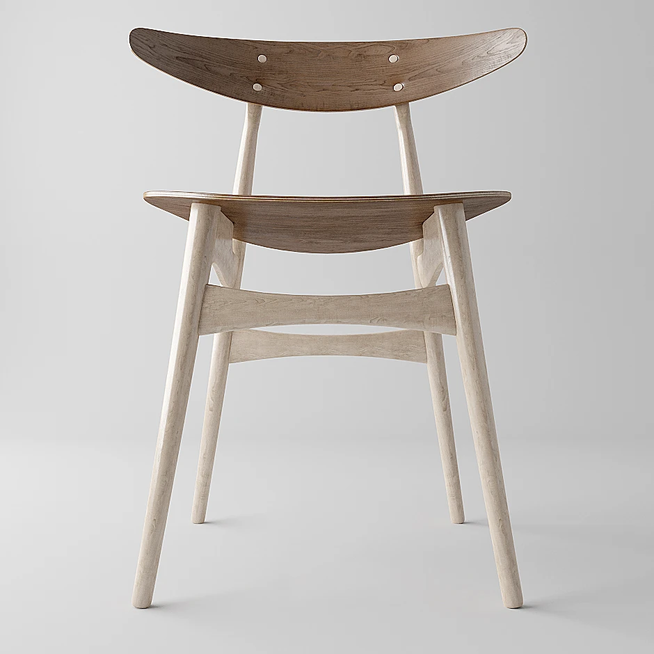 Wooden Chair with Curved Backrest