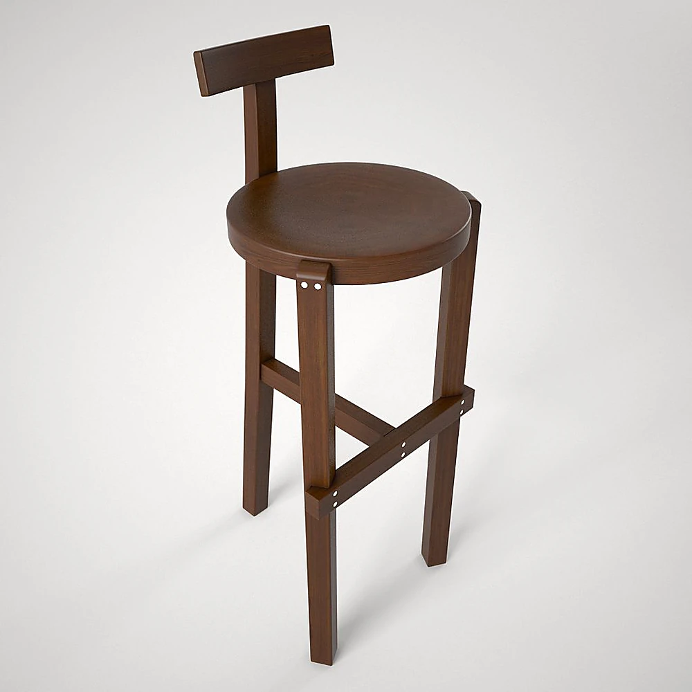 Minimalist Dark Wood Bar Stool