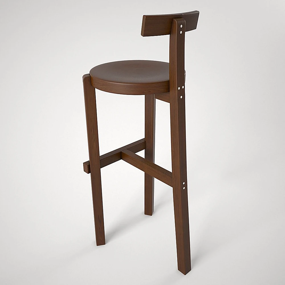 Minimalist Dark Wood Bar Stool (2)