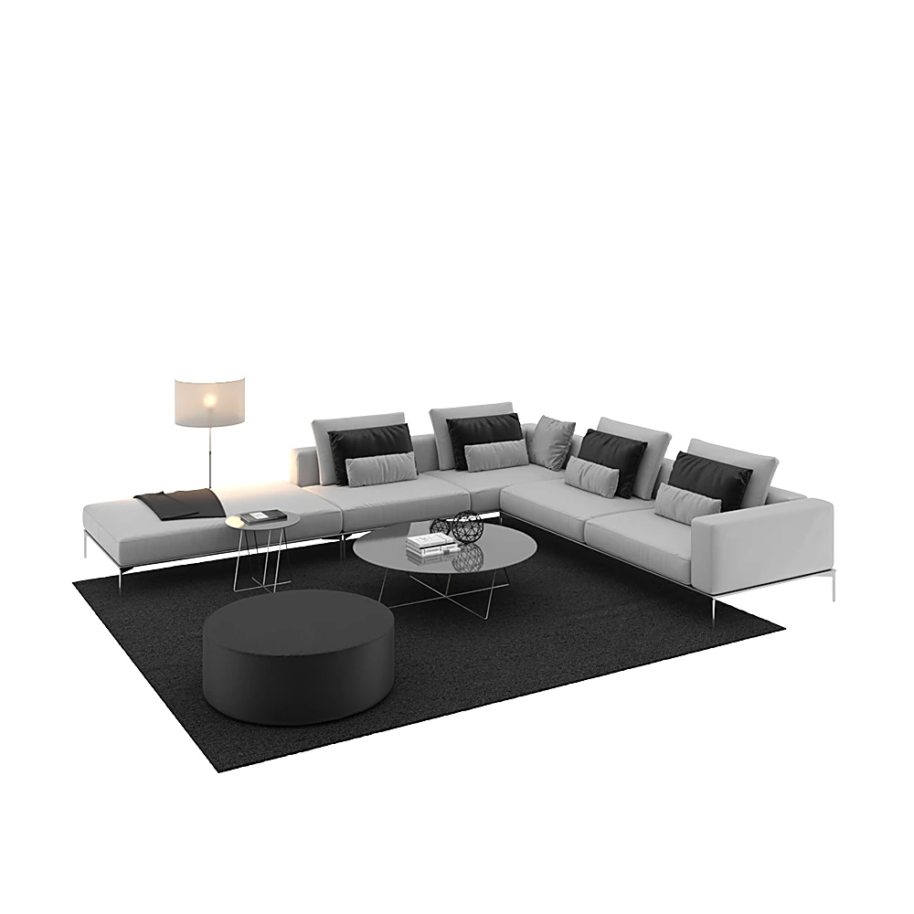 Modern Corner Sofa with Grey Upholstery