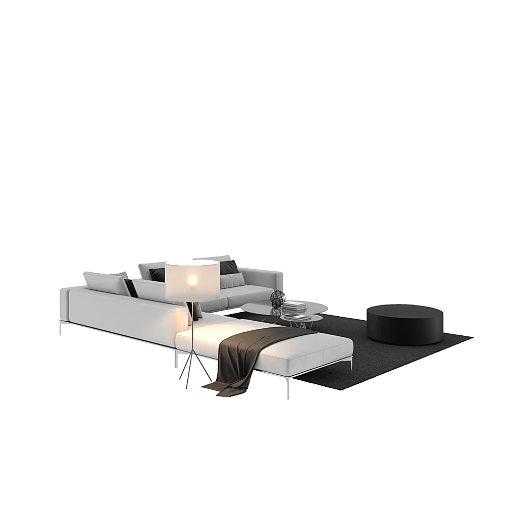 Modern Corner Sofa with Grey Upholstery (2)
