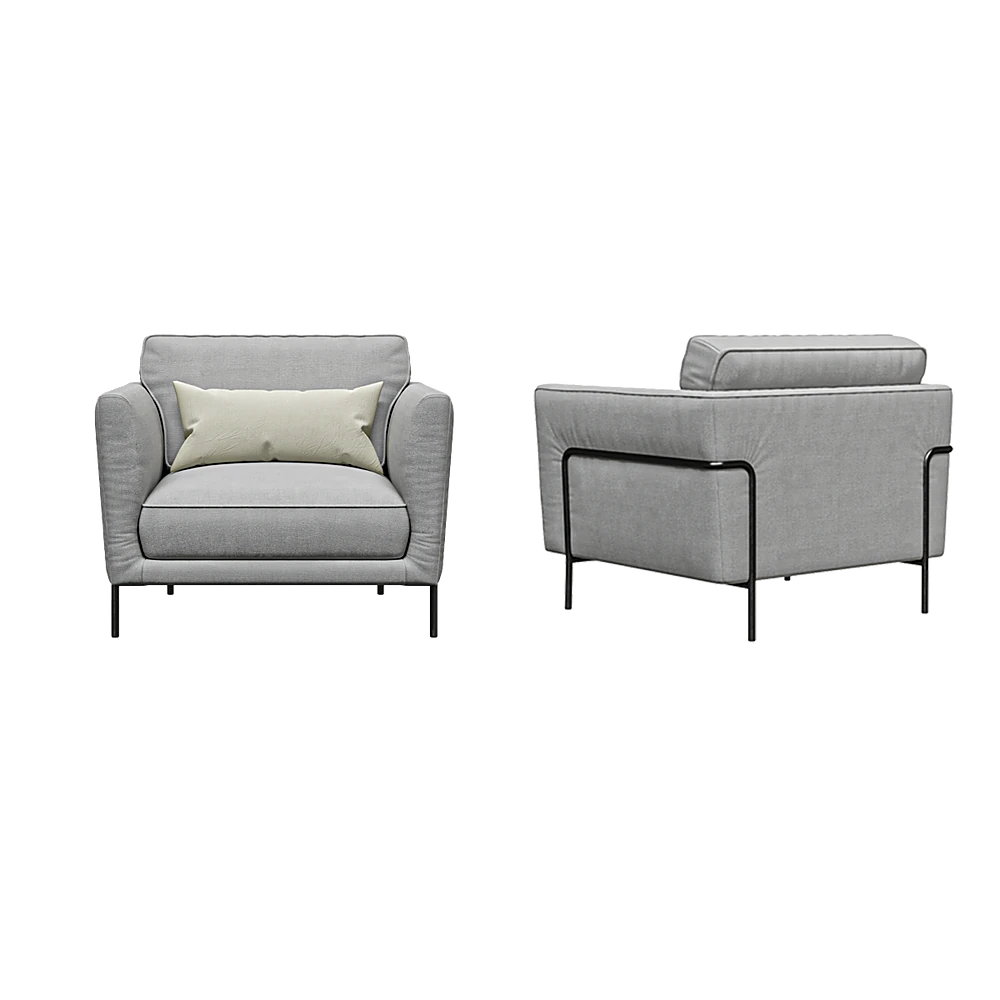 Modern Fabric Armchair with Metal Frame
