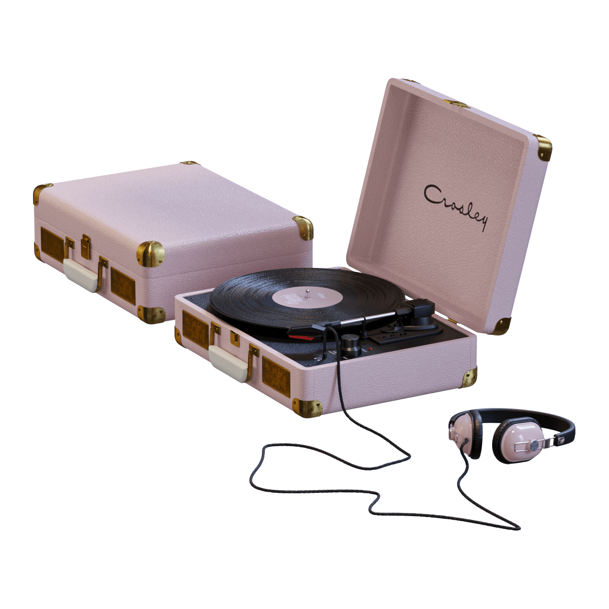 Pink Crosley portable record player - download 3d model 