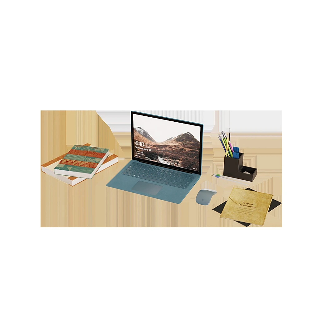 Modern Workplace Set with Laptop and Accessories