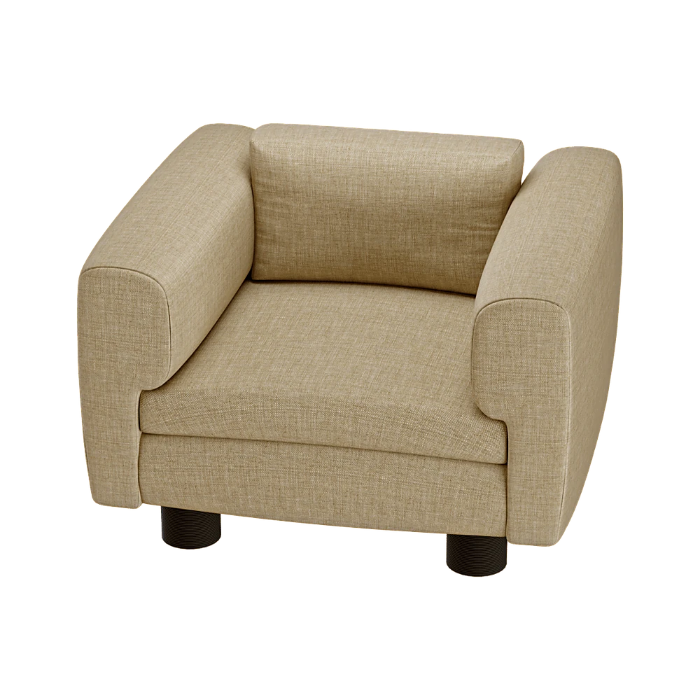 Club Armchair with Fabric Upholstery