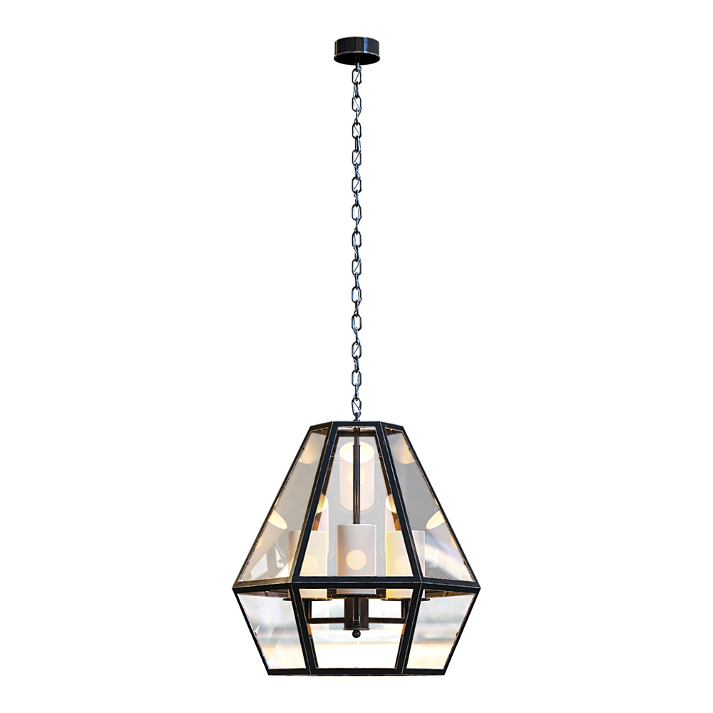 Geometric Glass and Metal Chandelier