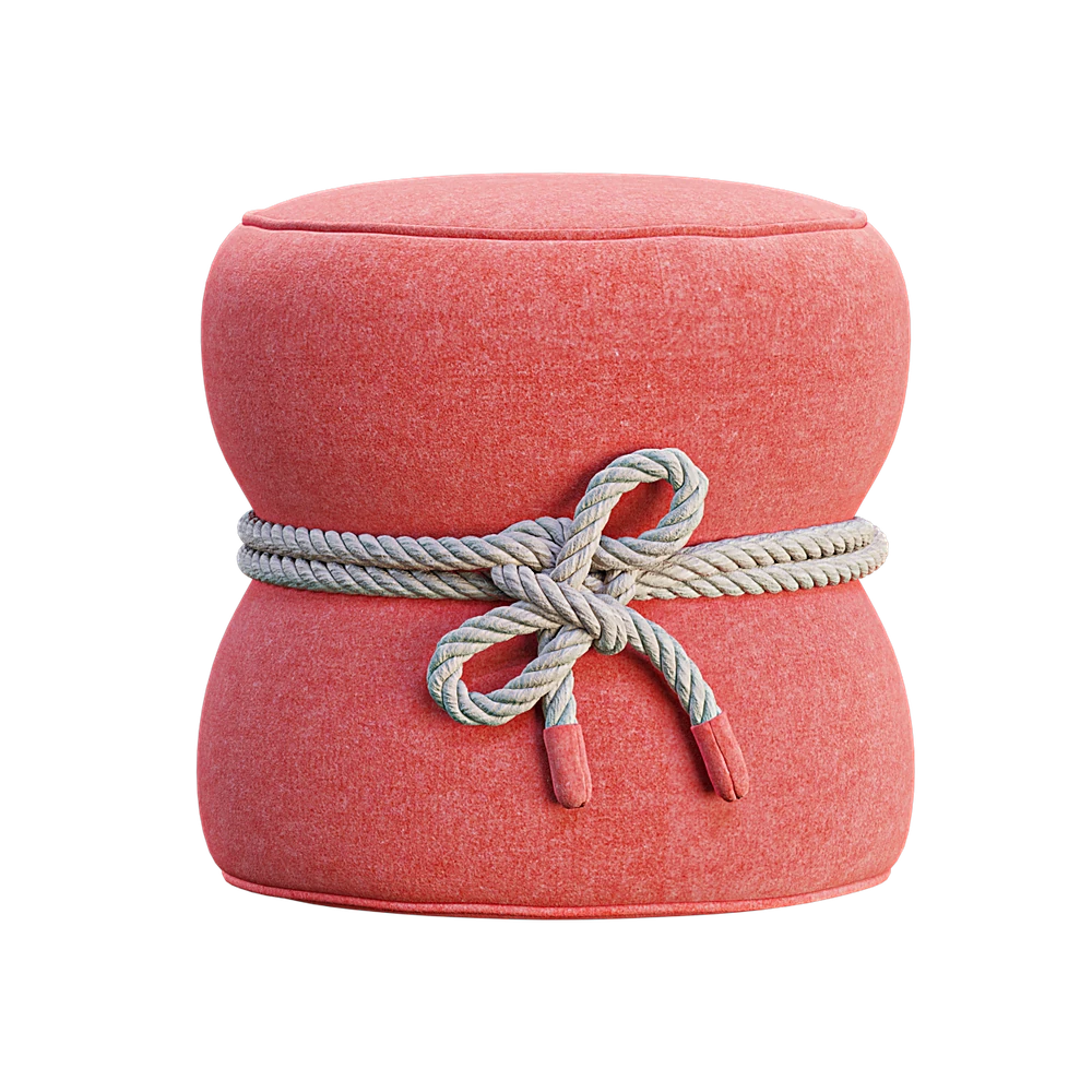 Hourglass Pouf with Boho Rope Trim