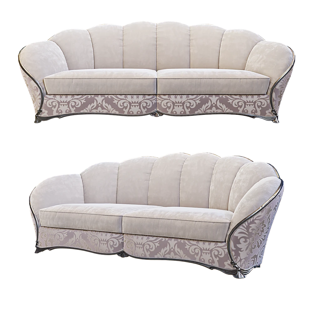 Elegant Classic Sofa with Shell-Back Design