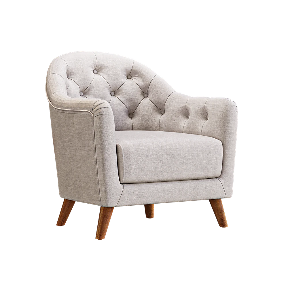 Classic Fabric Armchair with Tufted Back