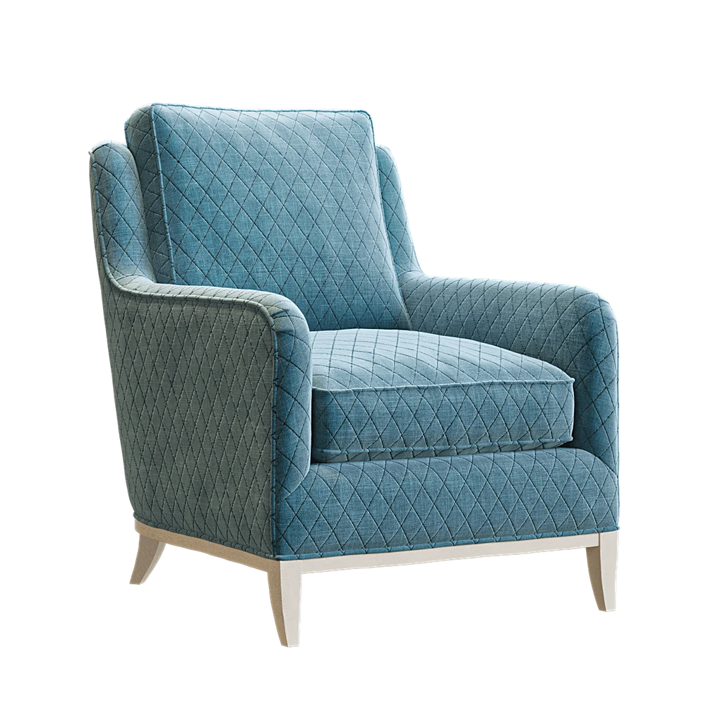 Modern Armchair with Diamond-Quilted Fabric