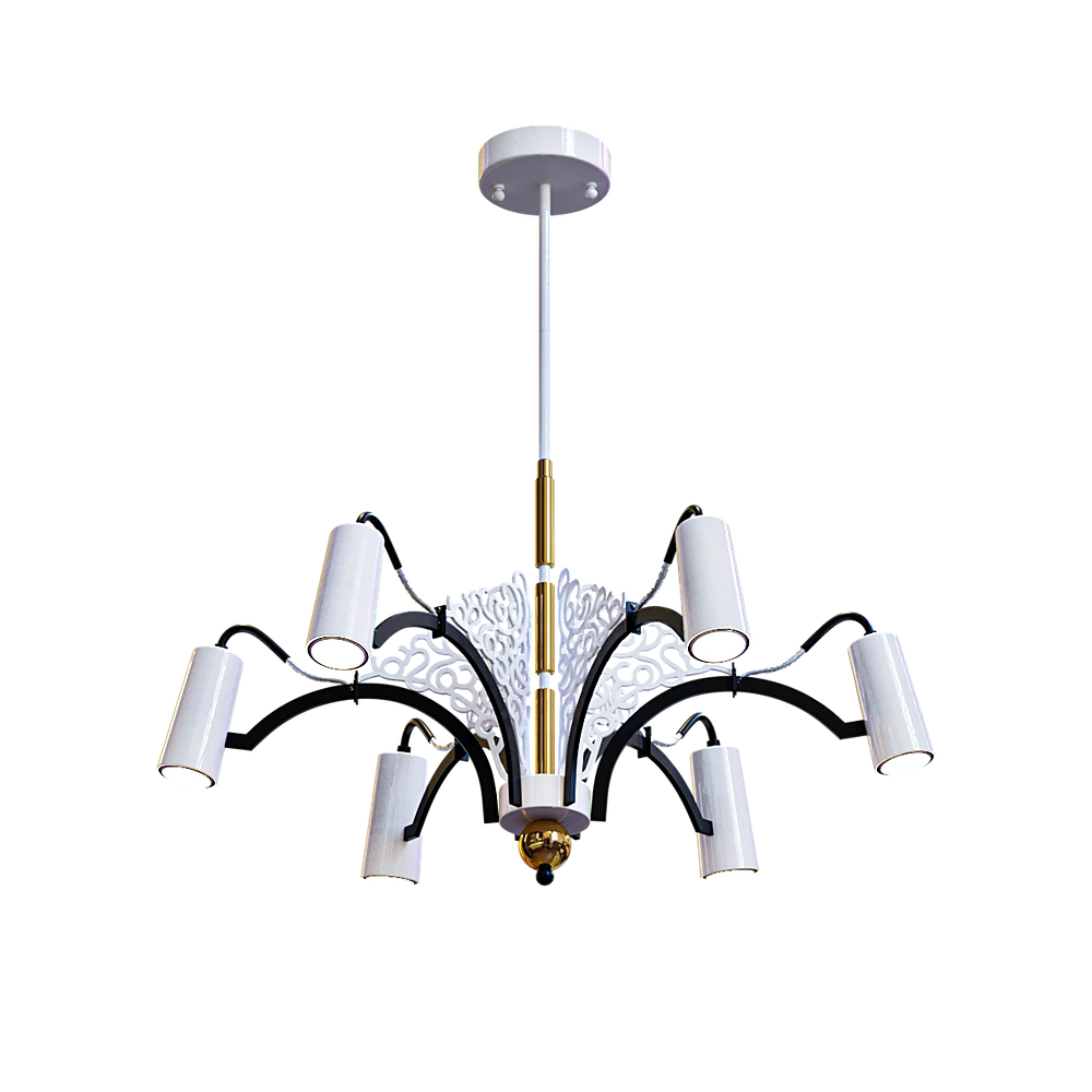 Ornate Metal Chandelier with Six Lights