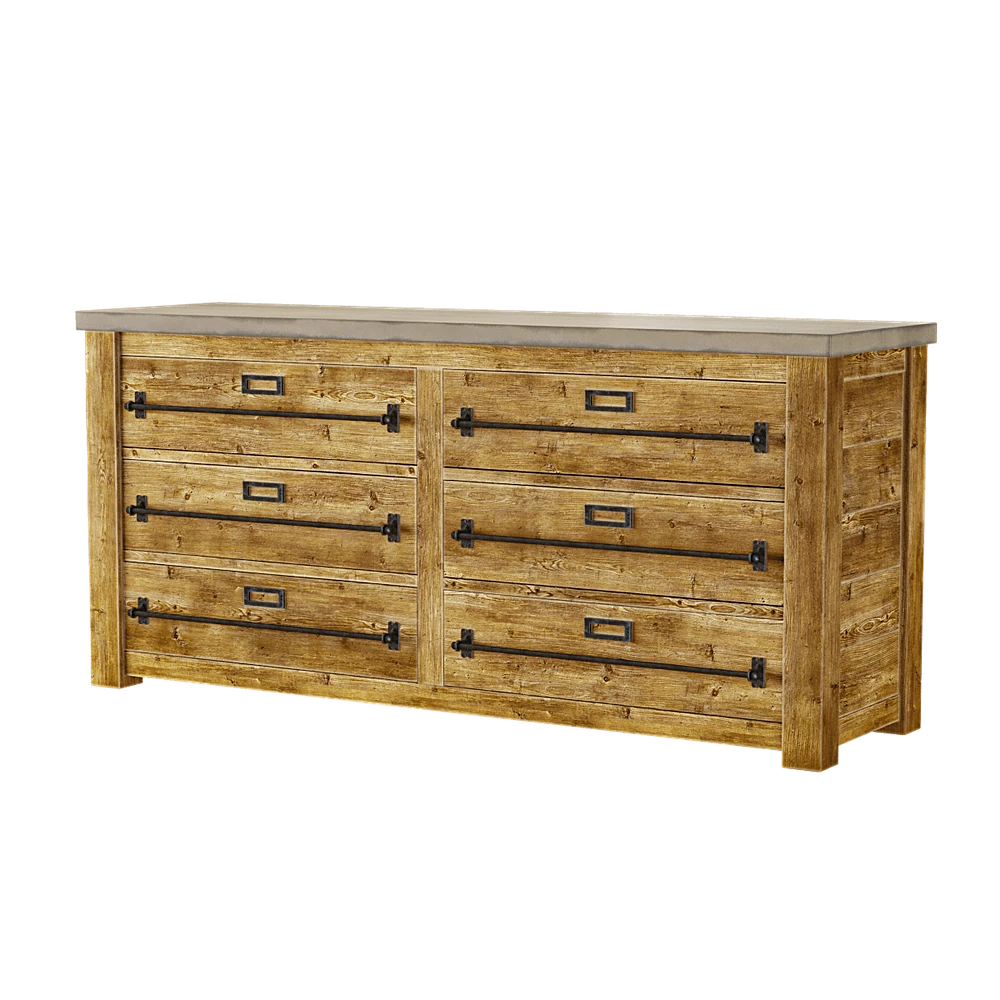 Chest of Drawer with Rustic Oak and Metal