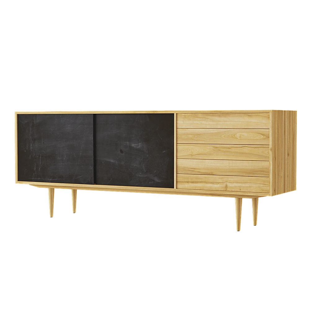 Chest of drawer with Bleached Oak and Dark Panels