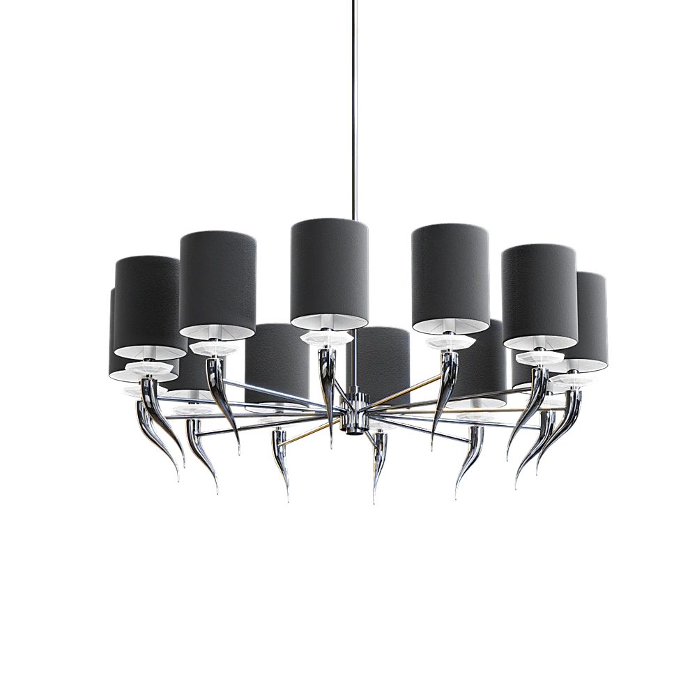 Chandelier with Cylindrical Shades and Crystals