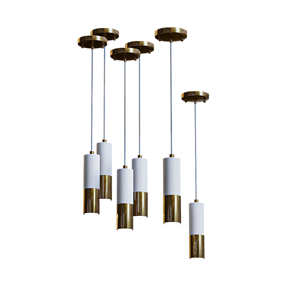 Multi-pendant Ceiling Lamp with Cylindrical Metal Shades