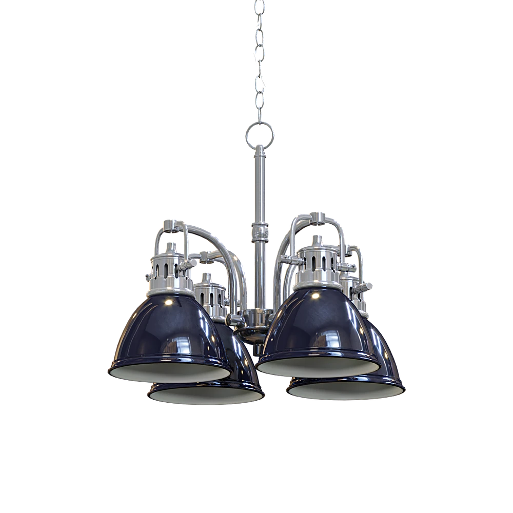 Pendant lamp with Polished Metal and Dark Shades