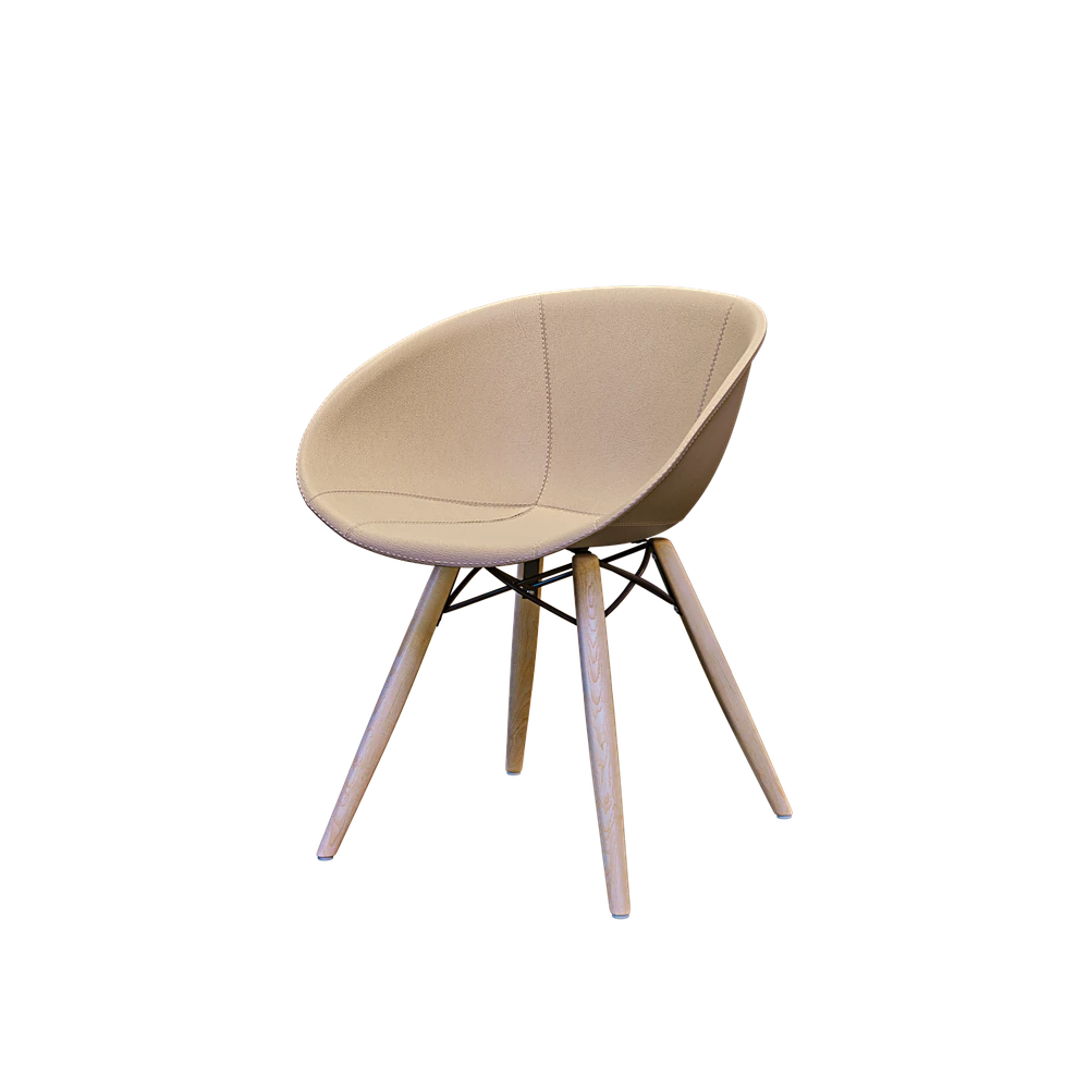 Upholstered Lounge Chair with Wooden Legs