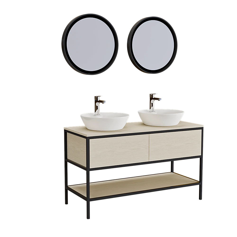 Modern Bathroom Vanity Set with Double Sinks and Mirrors