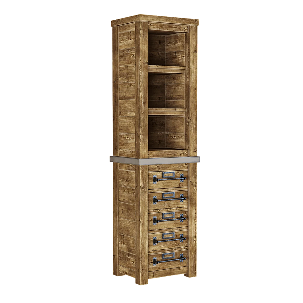 Rustic Wooden Storage Cabinet with Metal Handles