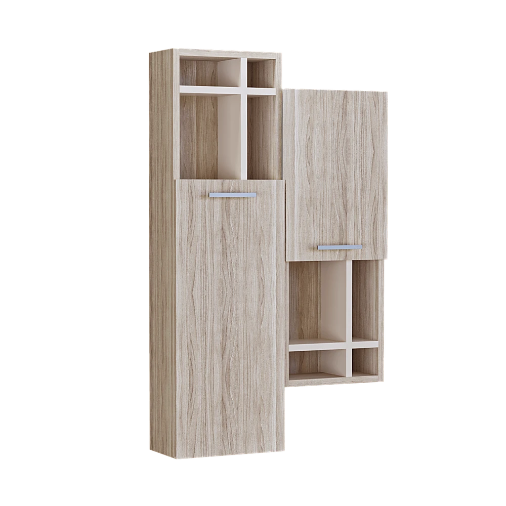 Modern Modular Shelving Unit with Open and Closed Storage