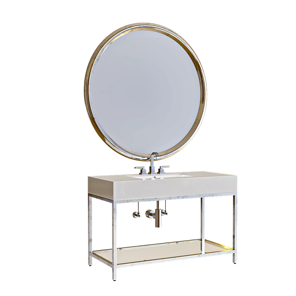 Modern Bathroom Vanity with Circular Mirror