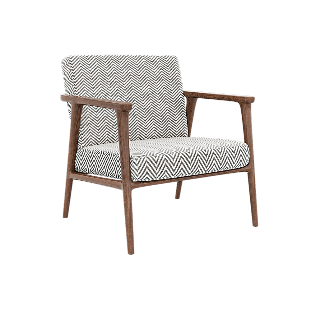 Lounge Armchair with Wooden Frame and Chevron Pattern