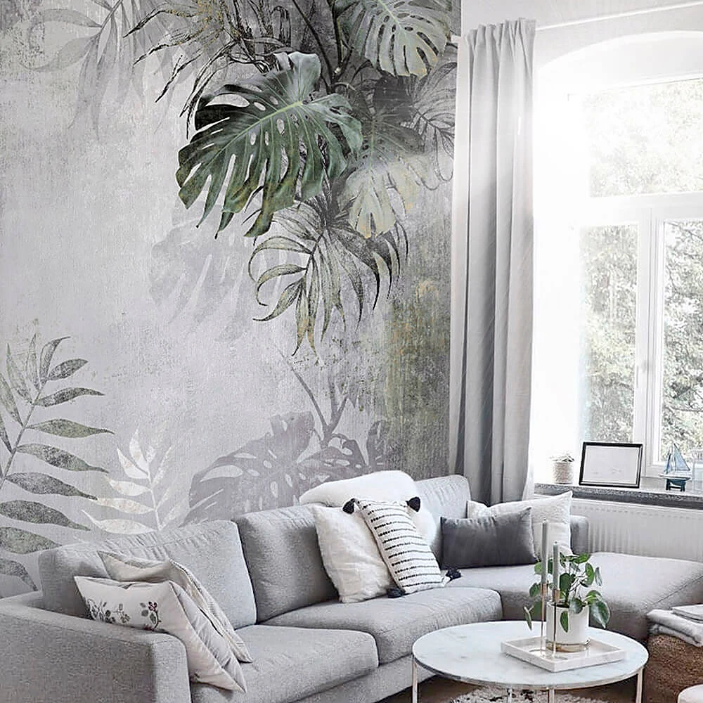 Wallpaper Creativille 4242 Grunge tropical leaves (4)