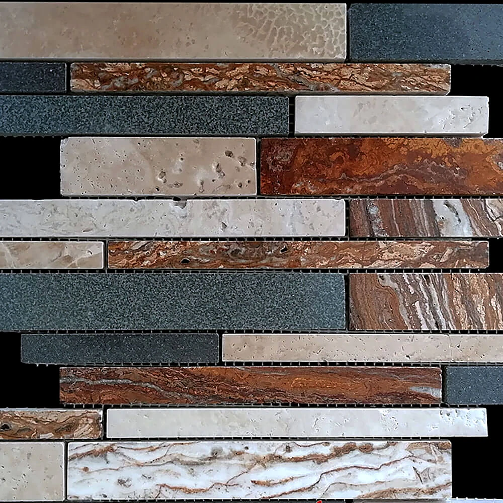 Mosaic Tiles Nur Mosaic basalt and travertine mix (2)