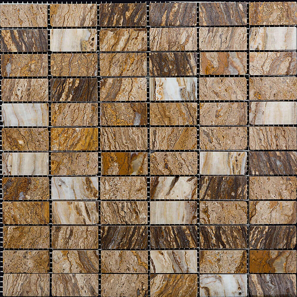 Mosaic Tile Nur Mosaic Travertine zebra vein cut (2)