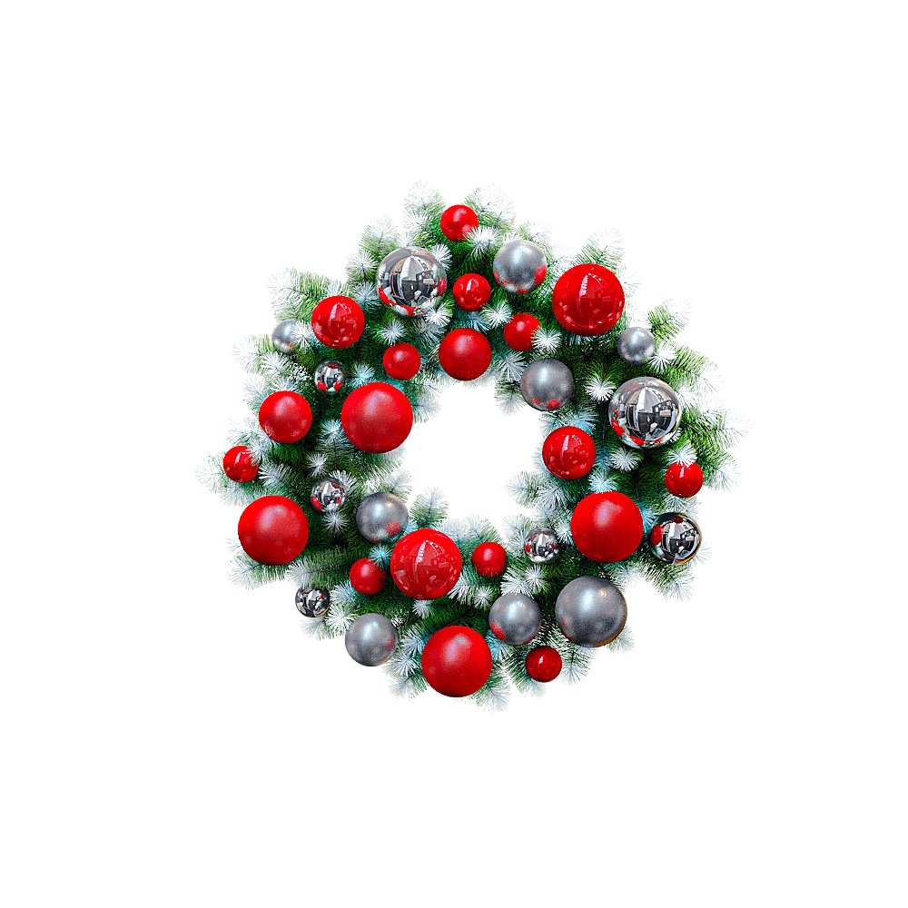 Christmas Wreath with Red and Silver Balls