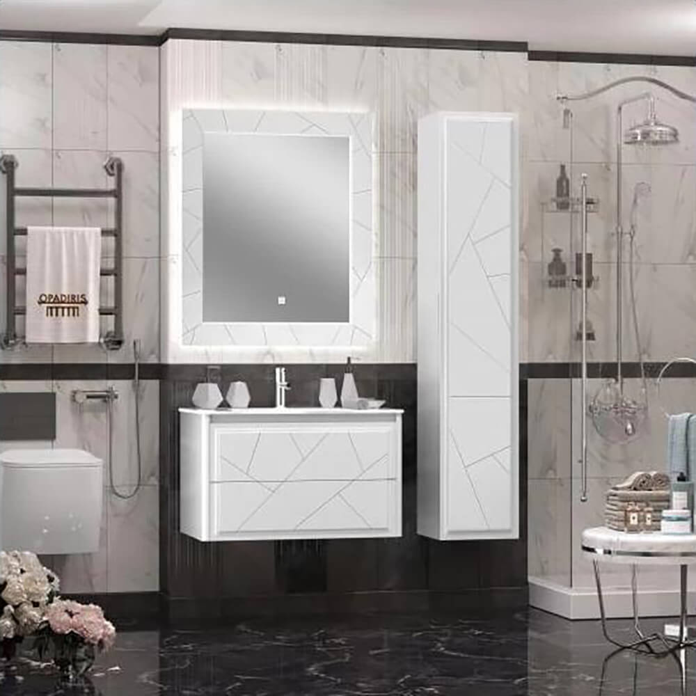 Washbasin cabinet Luigi 90 cm matt white, Opadiris - Download the 3D ...
