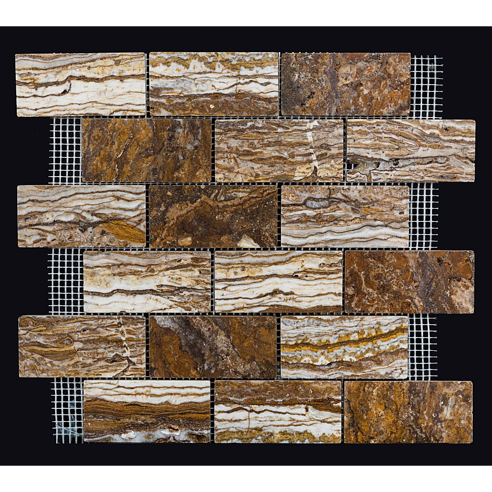 Mosaic Tile Nur Mosaic Travertine zebra mosaic vein cut (2)