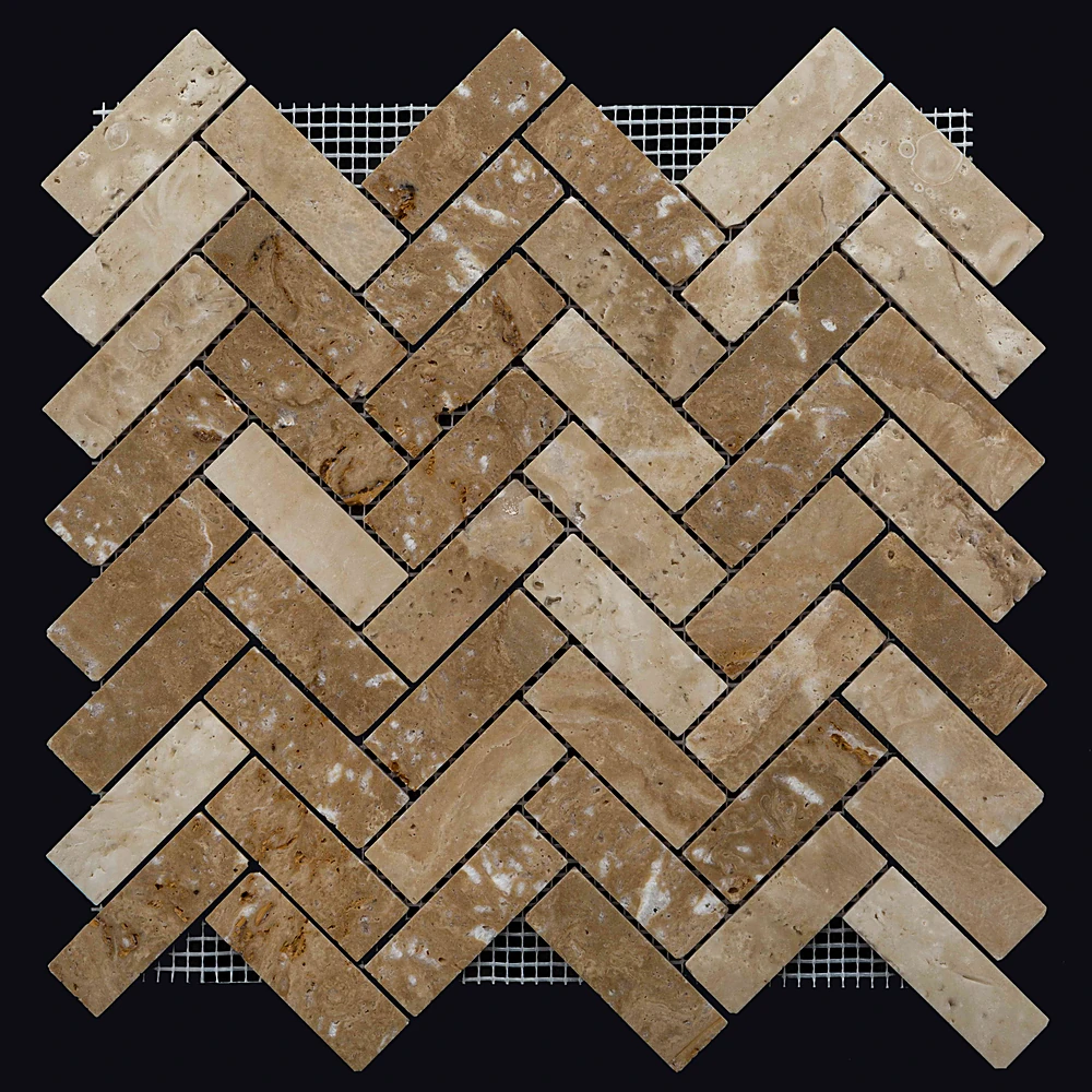 Mosaic Tile Nur Mosaic Travertine herringbone honed (2)