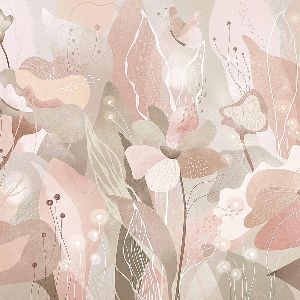 Wallpaper Creativille 4528 abstract flowers with butterflies