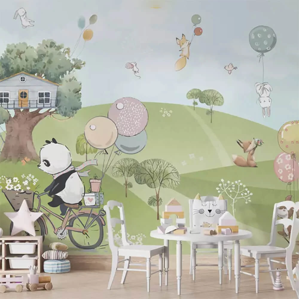 Wallpaper ArtFresco panda on a bright glade (2)
